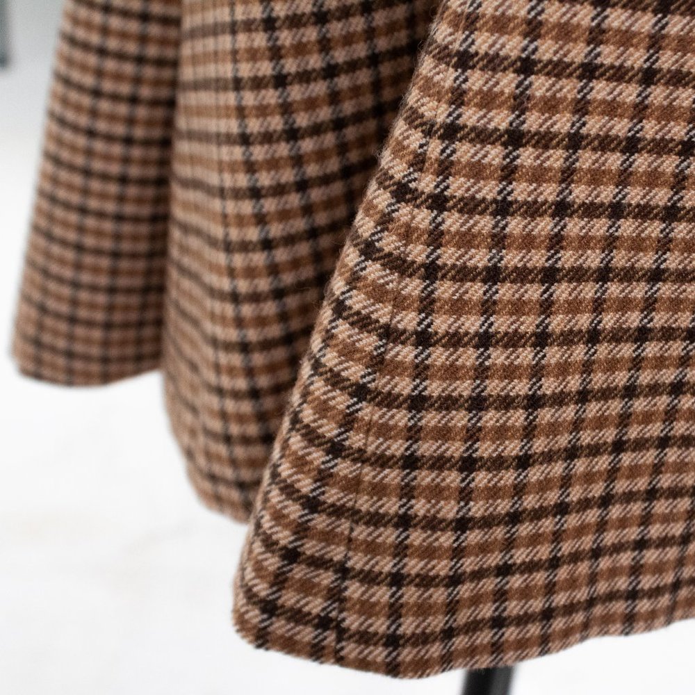 Vintage 90s M Wool Plaid Blazer Skirt Suit Brown - Picture 13 of 16